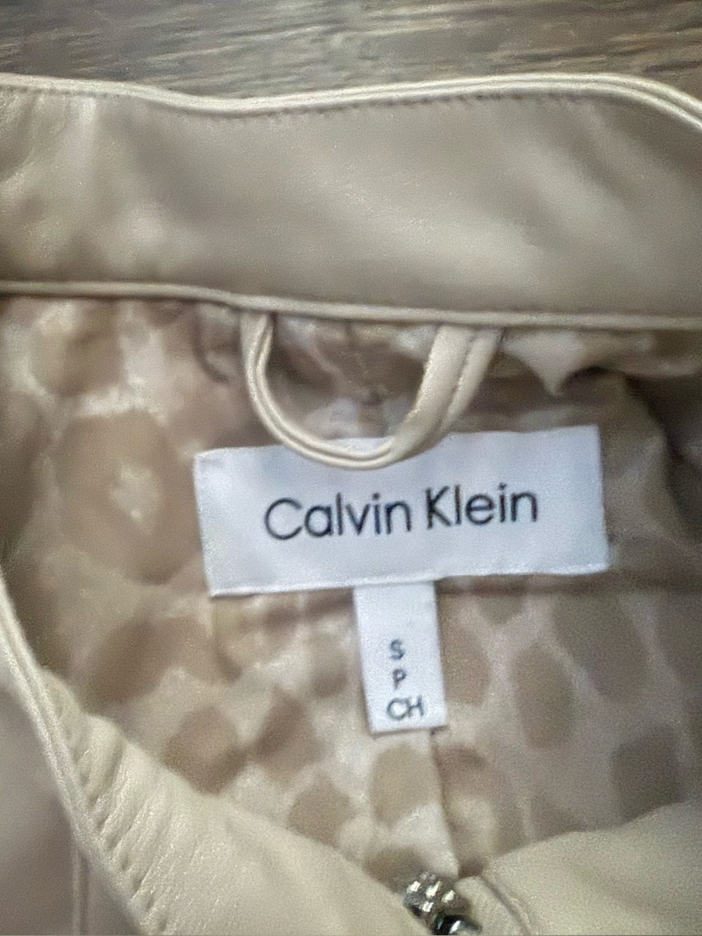 Calvin Klein Women's Light Cream Leather Moto Jacket - Picture 2 of 5
